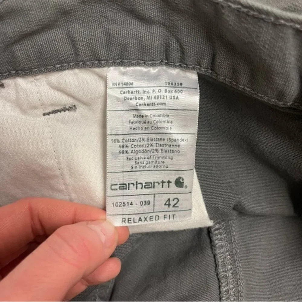 Carhartt Shorts Men's Size 42‎ Grey Gravel Relaxed Fit Canvas Rugged Flex Work